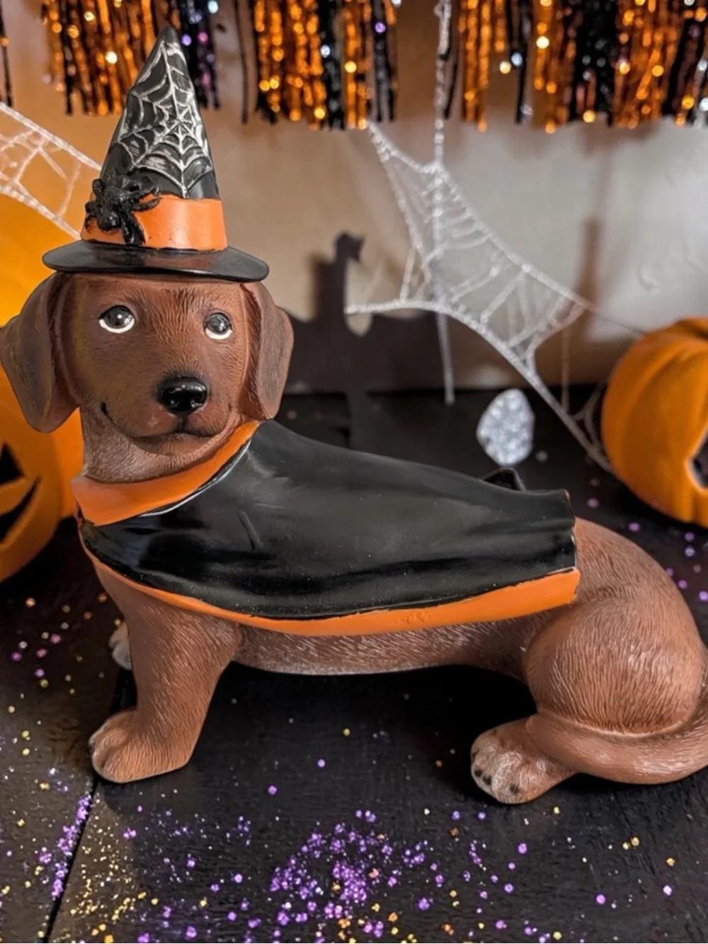 Halloween Dog costume Dachshund Figurine Witch Statue NEW